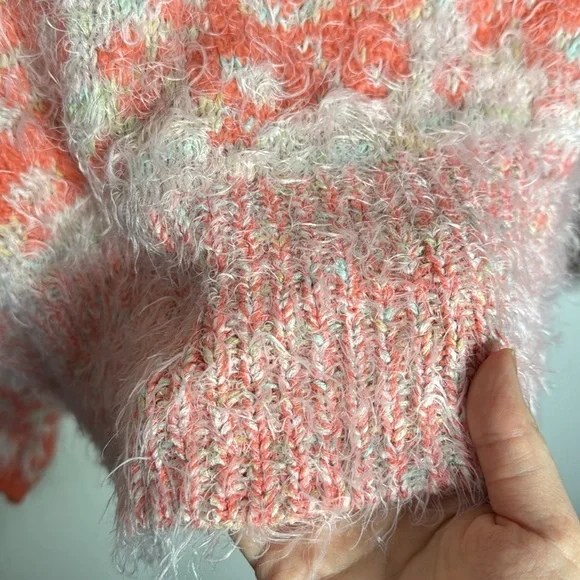 Free People Phoebe Strawberry Cream plush eyelash pullover sweater size S - Picture 8 of 12